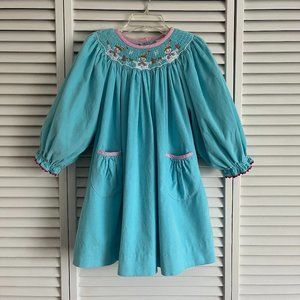 Shrimp & Grits Kids snowman & snowflake corduroy smocked dress girl’s size 3T